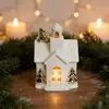Portavelas Cerámico Nórdico Casa Pequeña Hueca Luz Nocturna LED Lámpara de Ambiente Adorno de Decoración Navideña Artesanía de Cerámica