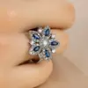 Anillo de apertura de gema fija alta transfronterizo 2024 nuevo anillo de gema de alta calidad anillo de flor al por mayor