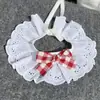 Lindo collar babero para gato, perro, toalla antideslizante, babero de peluche, bufanda de cuello redondo, babero de encaje dulce