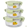 Lonchera Redonda de Vidrio, Apta para Microondas, Grado Alimenticio, Lonchera Conservadora de Frescura para Oficinistas, Mujeres, con Tapa