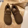 Zapatos Birkenstock Completamente Envueltos en Cuero Genuino para Mujer Invierno Espesos con Forro de Terciopelo Cálidos Zapatos de Algodón sin Cordones Botas de Nieve Zapatos de Piel de Cordero