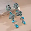 Pendientes de Flor Calada con Borla de Zirconia Aguja de Plata, Pendientes de Lujo Ligero de Gama Alta, Estilo Nicho Pendientes de Vestido para Banquete para Mujer