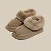 Botas de Nieve Gruesas con Suela Aumentadora de Altura Integradas con Piel para Mujer 20225 Invierno Pantuflas Medias Peludas con Felpa Añadida y Zapatos de Algodón Engrosados