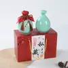 Paquete de 0.5 kg Botella de Cerámica para Licor Caja de Regalo Empaque Jarra Pequeña para Vino Doméstico Sellada Botella Vacía Antigua Botella de Vino de Estilo Antiguo Frasco