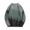 Suéter de Punto con Combinación de Colores Degradados para Hombre, Holgado, Cuello Redondo, Suéter Interior, Otoño e Invierno, Moda, Estilo Americano, Estilo Relajado, Top Cálido