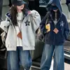 Casaco para Meninas Primavera e Outono 2026 Nova Moda Jaqueta Moletom com Capuz para Meninas Mais Velhas, Jaqueta Baseball Casual Solta Top