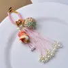 Ornamento Pendente Popular de Cabacinho da Sorte em Laca, Bola Tecida Artesanal Tradicional com Borla, Decoração Pendente para Carro, Pingente de Bolsa Novo Estilo Chinês, Acessório Hanfu