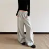 Pantalones de Chándal Retro Americanos para Hombre Otoño Invierno Engrosados Sueltos Pierna Ancha Cintura Alta Caída Cordón Linterna Casual Largos Versátiles