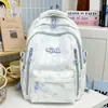 Mochila Estilo Universitario Blanca Leche con Estampado de Estrellas Difuminadas para Estudiantes de Secundaria y Preparatoria, Mochila Ligera para Niñas para Clase y Viajes