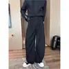 Pantalones de Vestir de Pierna Ancha con Pliegues y Cordones Estilo Retro Americano Old Money para Hombres y Mujeres, Holgados Casuales Versátiles de Caída Perezosa