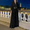 Camisa Europeia e Americana Nova Moda Gola V Manga Longa, Calça de Perna Larga com Lantejoulas para Look Elegante Afinando a Cintura - com Cinto