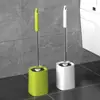 Escova de Vaso Sanitário para Limpeza de Banheiro Doméstico, Sem Cantos Mortos, com Base, Conjunto de Cabo Longo para Limpeza