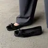 Sapatos Mary Jane Amarelos de Couro Macio, Salto Baixo Quadrado, para Mulheres, com Aumento Oculto de Altura, Sola Reta, Laço, Estilo Slip-On