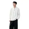 Suéter Henley de Punto Texturizado de Manga Larga Estilo Coreano Old Money Nuevo Otoño 2026 para Hombre, Capa Base de Punto de Alta Gama