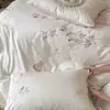 Conjunto de quatro peças de cetim de algodão de fibra longa de 100S de alta qualidade para hotel, lençol e fronha 100% algodão puro, roupa de cama para casa