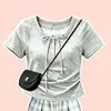 Conjunto Casual Novo 2026 para Meninas Mais Velhas, Conjunto de Duas Peças com Top de Renda Patchwork e Calça Xadrez de Verão
