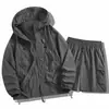 Conjunto de Ropa con Capucha Protectora del Sol para Pareja Transfronteriza Ropa de Pesca al Aire Libre de Verano para Hombres y Mujeres Ropa para la Piel Pantalones Cortos Conjunto de Dos Piezas