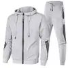 Conjunto casual esportivo europeu masculino transfronteiriço, conjunto esportivo para primavera e outono, moletom com capuz e calça comprida, conjunto de duas peças casual para fitness