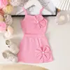 Yaya Conjunto de Roupa Infantil Feminina Rosa Floral de Verão Estilo Europeu e Americano Doce e Fresco Venda Direta da Fábrica
