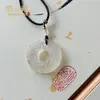 Ágata de Hielo Natural Alto Cierre Doble Pixiu Colgante Vintage Nube Auspiciosa Cierre de Paz Calcedonia Ruyi Candado Colgante de Collar para Mujer