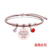 Pulsera Europea y Americana Transfronteriza Acero Inoxidable Pulsera Hueso de Serpiente Día del Maestro Manzana Roja Conmemorativa Regalo Festivo Pulsera Grabable