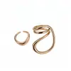 Anillo Abierto Redondo Retorcido Geométrico de Doble Capa Europeo y Americano Juego de Dos Piezas Personalidad Exagerada Anillo de Dedo Exquisito Joyería de Mano Versátil para Mujeres