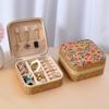 Caja de Joyería Impresa con Patrón de Corteza Transfronteriza, Caja de Almacenamiento Portátil para Viajes para Anillos, Pendientes y Aretes, Organizador de Joyería de Alta Gama para Mujeres
