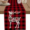 Venta Caliente Transfronteriza Mantel con Estampado de Muñeco de Nieve y Reno Navideño Mantel Individual de Lino para Mesa de Comedor del Hogar de Invierno Decoración Festiva