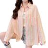 Nueva Moda de Comercio Exterior Estilo Europeo y Americano Primavera y Verano Tops con Estampado de Rayas Camisas Casuales de Manga Larga para Mujer