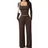 Comercio electrónico transfronterizo europeo y americano: 2626 nuevo conjunto casual de dos piezas: top casual de manga larga y pantalones de pierna ancha con cordón