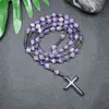 Amazonas Piedra Natural Colgante de Cruz Collar Piedra Ojo de Tigre Cruz Vesícula Biliar de Hierro Rosario para Hombres Collar Venta al por Mayor