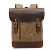 Mochila de Lona Encerada para Viajes al Aire Libre Europea y Americana de Gran Capacidad Impermeable para Computadora Mochila Casual