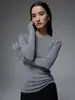Suéter Fino de Lana Merino 120S Cómodo y Confortable de Punto 18 Sin Costuras de Una Pieza Cuello Redondo Delgado
