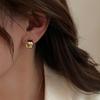 Aretes Semirredondos Estilo Metal Estilo Francés Retro Lujo Ligero Aretes Elegantes de Alta Gama Nuevos Aretes de Moda Modernos Combinables para Mujer