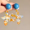 Nuevos Pendientes de Estrella de Cinco Puntas de Color Contrastante Frescos y Suaves Pendientes Dulces de Óleo Naranja Geométricos Elegantes Versátiles de Moda