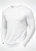 Nueva camiseta de manga larga estampada para hombre, color liso, estilo básico, adecuada para el uso casual diario y los viajes, una prenda básica simple y versátil para el armario
