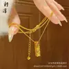 Pingente de Barra de Ouro Pequena Gelo Triturado CNC Brilhante Dourado com Alta Retenção de Cor Colar Tijolo de Ouro Sólido 3D Corrente de Clavícula Dourada