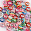 Cuentas acrílicas de 14 mm con forma de rueda y agujero grande, con superficie cortada, color ábaco, espaciadoras, para pulseras, accesorios de joyería, material con cuentas