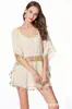 Blusa de protección solar para playa con mangas murciélago huecas, europea y americana transfronteriza, top de ganchillo hecho a mano, camiseta para mujer