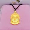 Latão banhado a ouro fosco Buddha cabeça pingente galvanizado imitação joias de ouro estilo étnico unissex pingente colar atacado