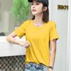 Elegante camiseta de algodón de hombro con manga corta para mujer, verano nueva, sencilla, versátil, adelgazante, ins, color sólido, estilo básico
