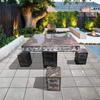 Juego de Mesa y Banco de Piedra para Exteriores, Mesa Cuadrada con Grabado Personalizado, Mesa de Piedra Natural para Uso en Patio Exterior, Hogar y Ocio