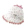 Sombrero de Pescador para Bebé con Encaje Elegante y Lazo, Sombrero con Protección Solar para Niñas Pequeñas, Sombrero de Sol de Ala Ancha para Primavera