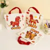 Bolsa de Regalo Año Nuevo del Caballo, Bolsa Tote Infantil Saludo de Año Nuevo, Bolsa Pequeña de Regalo para Recompensa de Estudiantes, Bolsa de Lona Souvenir