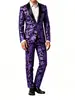 Comercio Exterior Transfronterizo Conjunto de Traje Jacquard con Lentejuelas para Hombre Vestido de Noche para Anfitrión de Discoteca Banquete Conjunto de Dos Piezas Ajustado Estilo Moderno