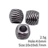 10X10X8.7Mm Diámetro del Agujero 4.6mm 2.5g Multicolor Textura Ondulada Cuentas de Agujero Grande para Rastas