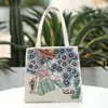 Bolso de Mano Estilo Étnico Bolso de Tela de Arena Bordado Bolso de Tela Mini Casual Fresco Bordado de Hilo Dorado por Ambos Lados Bolso Hanfu