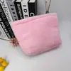 Macaron Candy Color Plush Cosmetic Bag Color Wave Dot Grande Capacidade Viagem Cosméticos Armazenamento Bolsa Feminina
