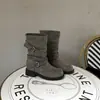Botines de Tobillo de Tacón Grueso Estilo Retro Desolado para Mujer Otoño Invierno Nuevos Botas Apiladas con Hebilla de Cuero Botas Vaqueras Adelgazantes Botas de Montar de Media Pantorrilla