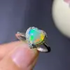 Anel Love Opal em Prata Esterlina com Incrustação de Opala Branca Natural com Aro Ajustável para Mulheres Moda Venda Quente Transmissão ao Vivo Transfronteiriça Europa e América